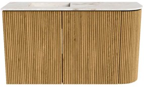 Mondiaz Joya DLux 70cm toiletmeubel ronding rechts oak met wastafel faye links zonder kraangat frappe
