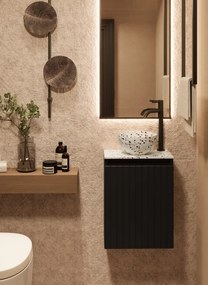 Fontana Terrazzo Micro Marble toiletmeubel met ribbelfront 40cm zwart mat