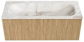 Mondiaz Kurve-dlux 110cm badmeubel oak met 1 lade en wastafel big medium midden 1 kraangat frappe