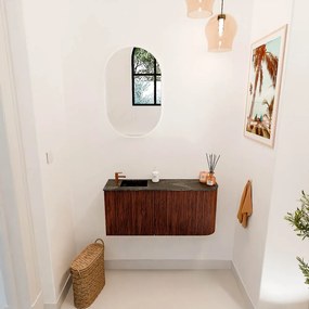 Mondiaz Joya DLux 90cm toiletmeubel ronding rechts ruby met wastafel faye links 1 kraangat lava