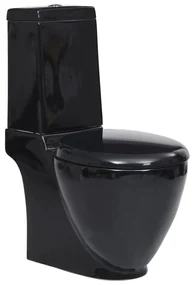 vidaXL Toilet rond afvoer onder keramiek zwart