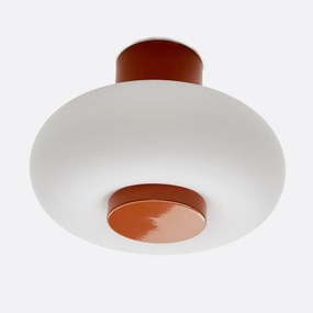 Wand- of plafondlamp, ijzer en opaline glas, diameter 21,5 cm, OMER