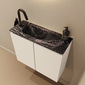 Mondiaz Ture DLux toiletmeubel 60cm talc met wastafel lava links met kraangat