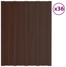 vidaXL Dakpanelen 36 st 60x45 cm gegalvaniseerd staal bruin