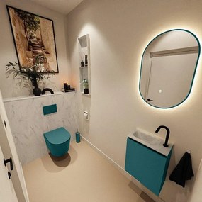 MONDIAZ TURE-DLUX 40cm toiletmeubel Smag. EDEN wastafel Opalo positie links. Met 1 kraangat. TUREDX40SMAL1OPA