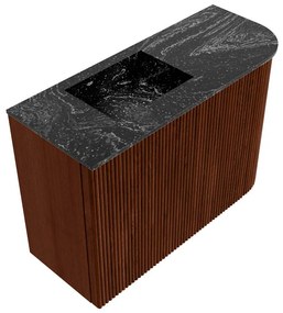 Mondiaz Joya DLux 60cm toiletmeubel ronding rechts ruby met wastafel faye links zonder kraangat lava