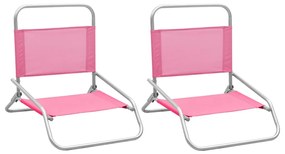 vidaXL Strandstoelen 2 st inklapbaar stof roze