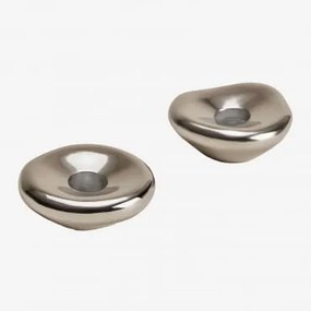 Set Van 2 Kandelaars Van Aluminium Nibs Grijs – Chroom - Sklum