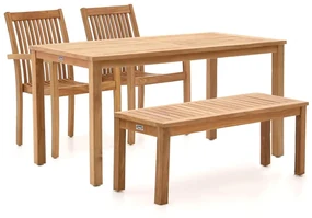 Sunyard Jakarta/Liverpool 145cm dining tuinset met bank 4-delig stapelbaar