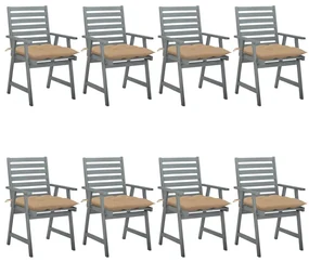 vidaXL Tuinstoelen 8 st met kussens massief acaciahout