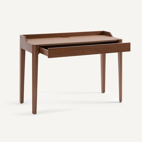 Bureau van notenhoutfineer en leer, Junius, ontwerp door Emmanuel Gallina