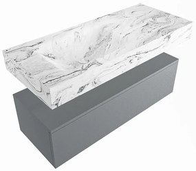 Mondiaz Alan DLux badmeubel 110cm plata 1 lade met wastafel glace links zonder kraangat