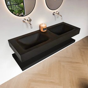 Zaro Alan badmeubel 130cm met planchet urban en vrijhangende wastafel cloud dubbel zonder kraangat urban