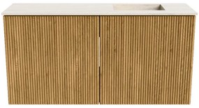 Mondiaz Joya DLux 80cm toiletmeubel oak met wastafel faye rechts 1 kraangat meli