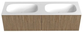 Mondiaz Kurve 150cm badmeubel dusk met 2 lades en wastafel big small dubbel zonder kraangat