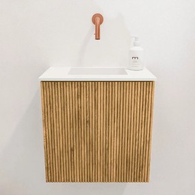 Mondiaz Joya 40cm toiletmeubel oak met wastafel faye midden zonder kraangat talc
