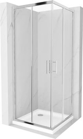 Mexen Rio vierkante douchecabine 90 x 90 cm, transparant, chroom + Flat douchebak, wit - 860-090-090-01-00-4010