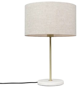 Tafellamp messing met grijze kap 35 cm - Kaso Modern E27 rond Binnenverlichting Lamp