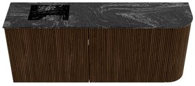 Mondiaz Joya DLux 100cm toiletmeubel ronding rechts walnut met wastafel faye links 1 kraangat lava