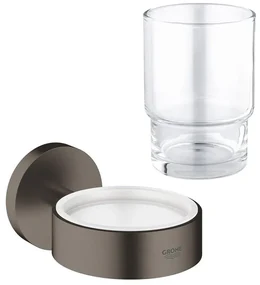 GROHE Essentials Bekerhouder - met glas - wandmontage - brushed hard graphite SW98929 / 0438136