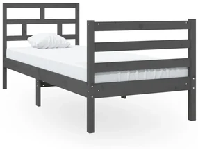 vidaXL Bedframe massief hout grijs 75x190 cm 2FT6 small single