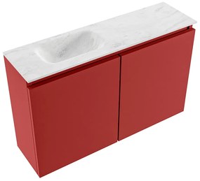 Mondiaz Ture DLux toiletmeubel 80cm fire met wastafel opalo links zonder kraangat