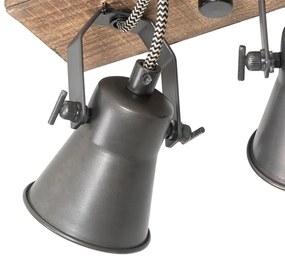 Landelijke spot zwart met hout 3-lichts verstelbaar - Jelle