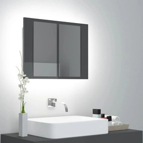 vidaXL Badkamerkast met spiegel en LED 60x12x45 cm hoogglans grijs