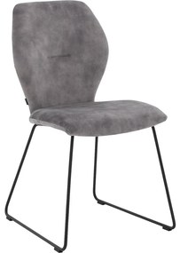 Goossens Eetkamerstoel Hera grijs velvet stof leuning, modern design