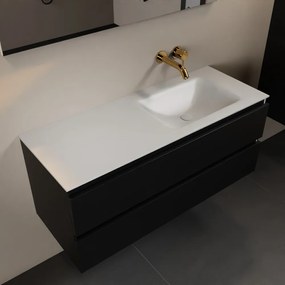 Mondiaz Aivy badmeubel 120cm urban met wastafel solid surface talc rechts zonder kraangat en spiegel