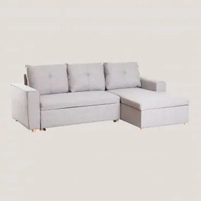 3-zits Stoffen Slaapbank Met Chaise Longue Calvin Grijs – Taupe – Koel & Rechts - Sklum