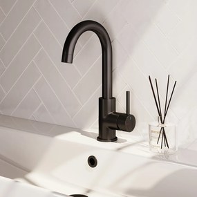 Brauer Stripe wastafelkraan met draaibare ronde uitloop model A zwart mat