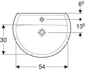 Geberit Bastia wastafel rond 60x45.5cm met kraangat en overloop wit