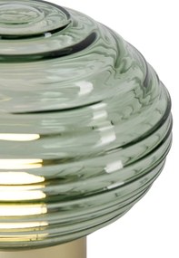 LED Tafellamp met dimmer messing met groen glas oplaadbaar - Lexie Modern rond Binnenverlichting Lamp