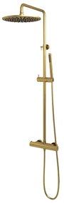 Brauer Gold Edition opbouw regendoucheset met staafhanddouche en hoofddouche 30cm geborsteld messing PVD