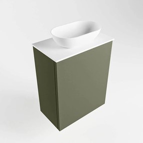 Mondiaz Fowy toiletmeubel 40cm army met witte waskom midden zonder kraangat