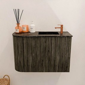 Mondiaz Joya DLux 60cm toiletmeubel ronding links shadow met wastafel faye rechts 1 kraangat lava