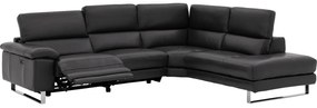 Goossens Excellent Bank Noud donkergrijs, leer, modern design met ligelement rechts