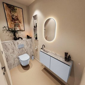 MONDIAZ TURE-DLUX 100cm toiletmeubel Clay. EDEN wastafel Glace positie links. Met 1 kraangat. TUREDX100CLAL1GLA