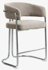 Zithoog Kruk Met Gestoffeerde Rugleuning En Ijzer Zantria ↑65 Cm & Stof Grijs – Taupe - Sklum