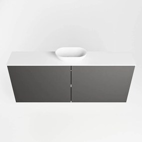 Mondiaz Fowy toiletmeubel 120cm dark grey met witte waskom midden zonder kraangat