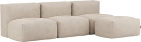 Soft Zitzak Indoor 3 Seater Open + Pouf - Corduroy Beige