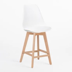 Verpakking Van 4 Hoge Krukken 65 Cm Met Kussen Van Scandinavisch Kunstleer Wit - Sklum