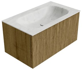 Mondiaz Kurve-dlux 80cm badmeubel dusk met 1 lade en wastafel big small midden 1 kraangat opalo