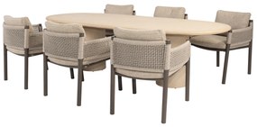 Hampton Savanne dining tuinset 240x105xH75 cm 7 delig mortex terre 4 Seasons Outdoor