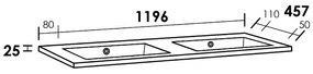 Sanituba Bologna dubbele wastafel mineraalmarmer zonder kraangaten 120cm