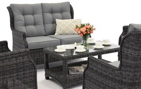 Garden Point exclusieve technorattan meubelset Malaga Coffee 6 antraciet