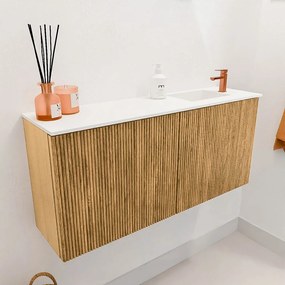 Mondiaz Joya 90cm toiletmeubel oak met wastafel faye rechts 1 kraangat talc