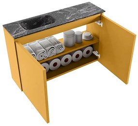 Mondiaz Ture DLux toiletmeubel 80cm ocher met wastafel lava links met kraangat