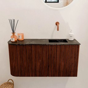 Mondiaz Joya DLux 80cm toiletmeubel ronding links ruby met wastafel faye rechts zonder kraangat lava